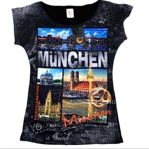 Luna Tex | Black Short Sleeve embellished Tee